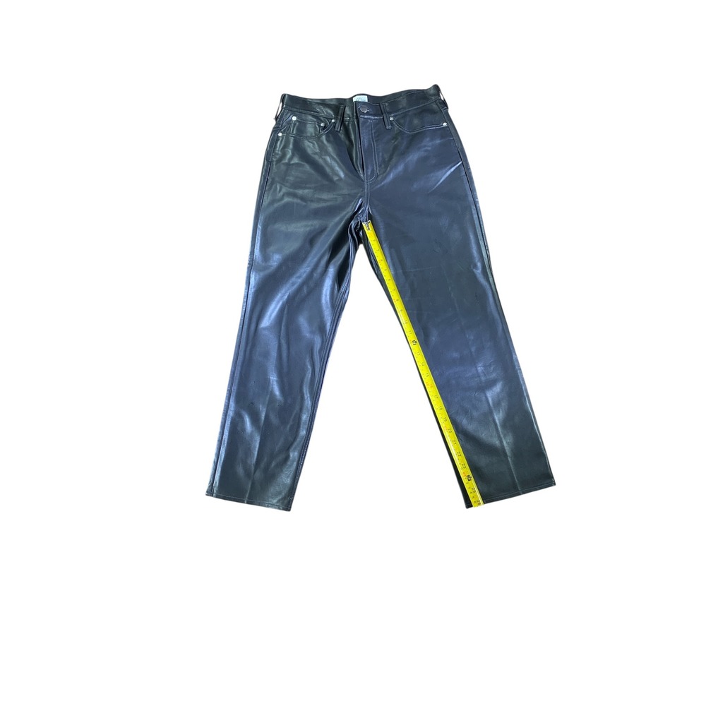 J.Crew Classic Straight Leg Black Faux‎ Leather Pants Women's Size 30 NWOT - Picture 2 of 6
